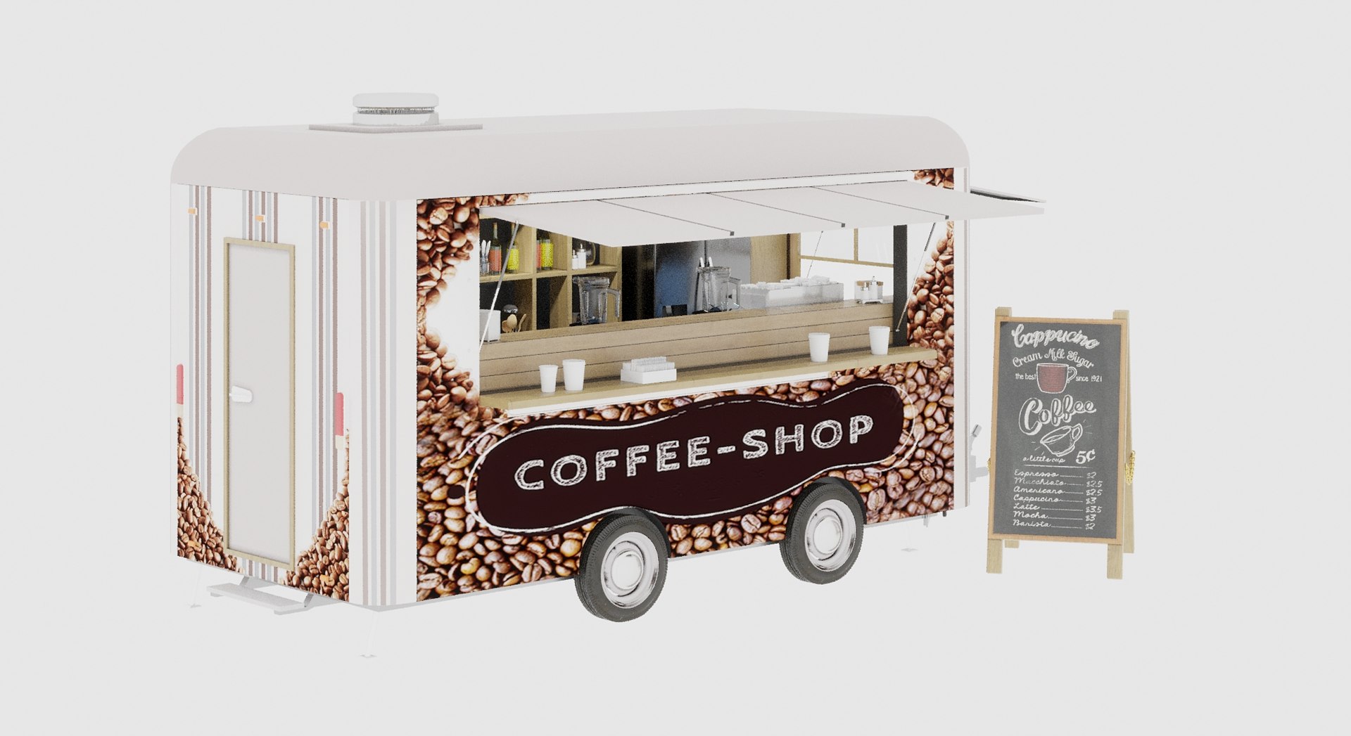 3D coffee food truck model - TurboSquid 1590001