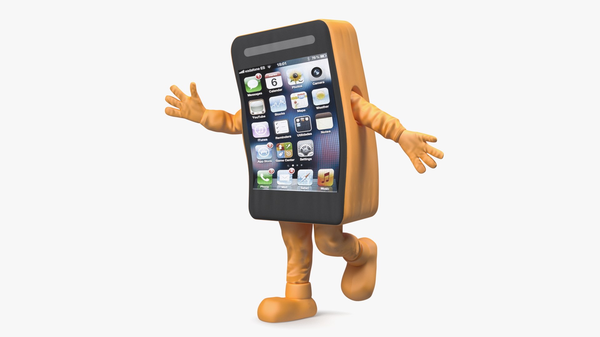 Advertising Costume IPhone Orange Rigged 3D model preview