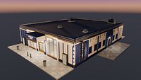 Low Poly Cinema Building with Lobby Concession and Auditorium