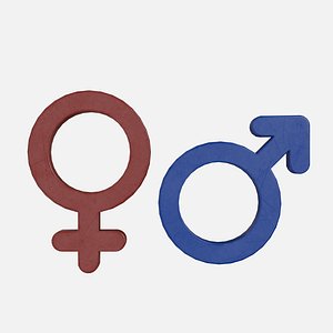 3D Genders symbols Old Plastic model