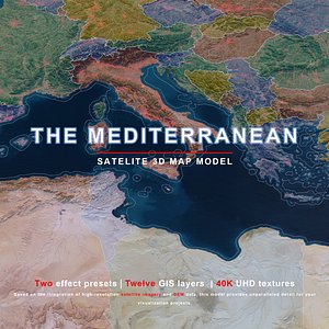 The Mediterranean Map - 40K Realistic Satellite Terrain - Elevation