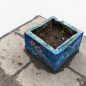 Photorealistic 3D scan of concrete abandoned empty planter