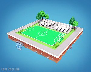 Cartoon Football Field Low Poly