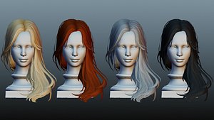 Female hair 4 colors 3D model