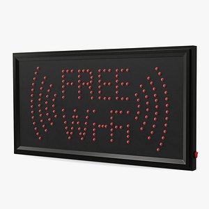 3D Free WiFi LED Sign Red Neon Light OFF