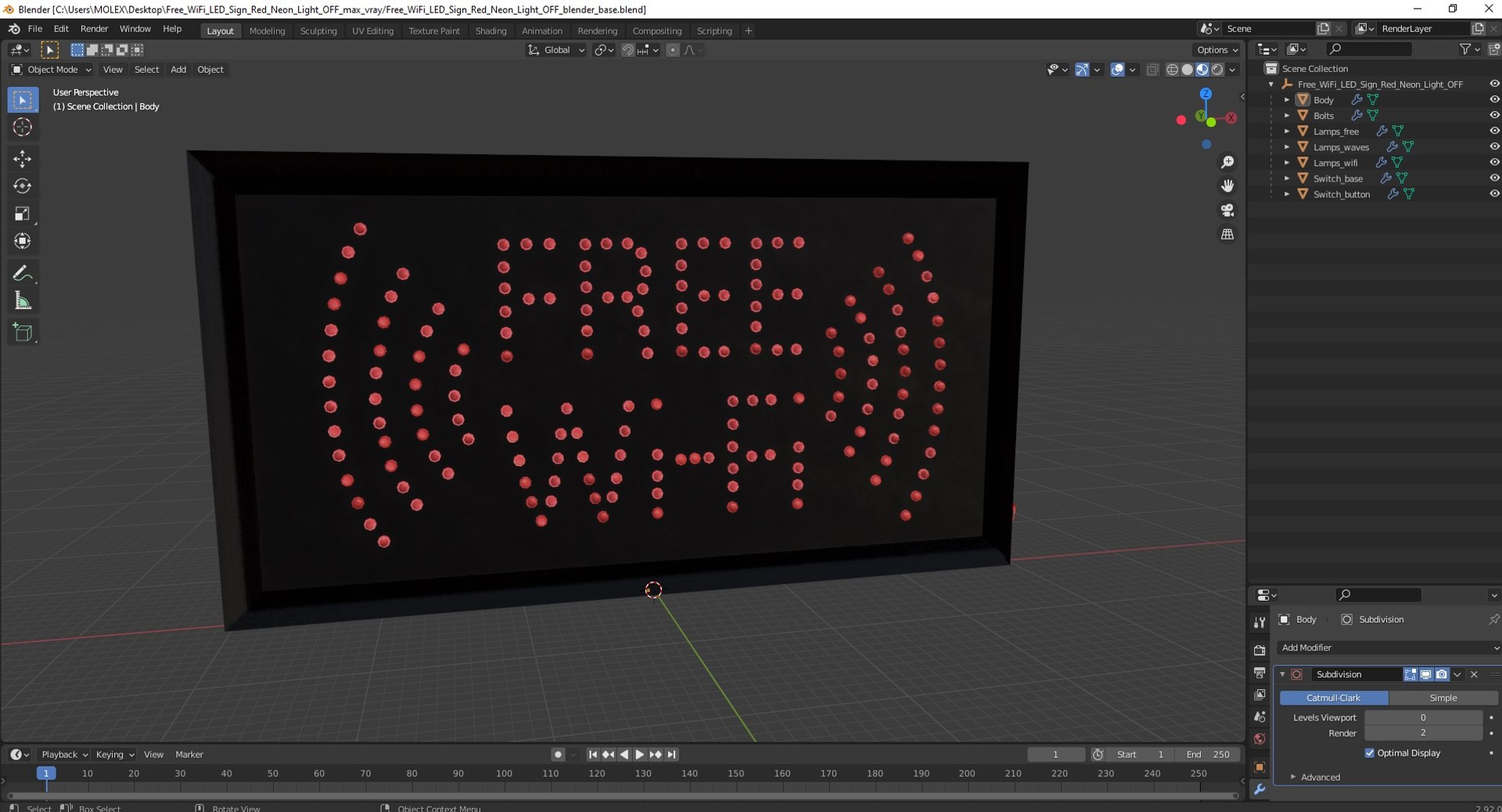 3D Free WiFi LED Sign Red Neon Light OFF https://p.turbosquid.com/ts-thumb/kT/ofY1dR/uF/freewifiledsignredneonlightoff3dmodel030/jpg/1691601940/1920x1080/fit_q87/8a3ddc857fdced9ab48312a5fb334ab8b926fde3/freewifiledsignredneonlightoff3dmodel030.jpg