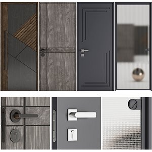Set Modern Door 01 3D model