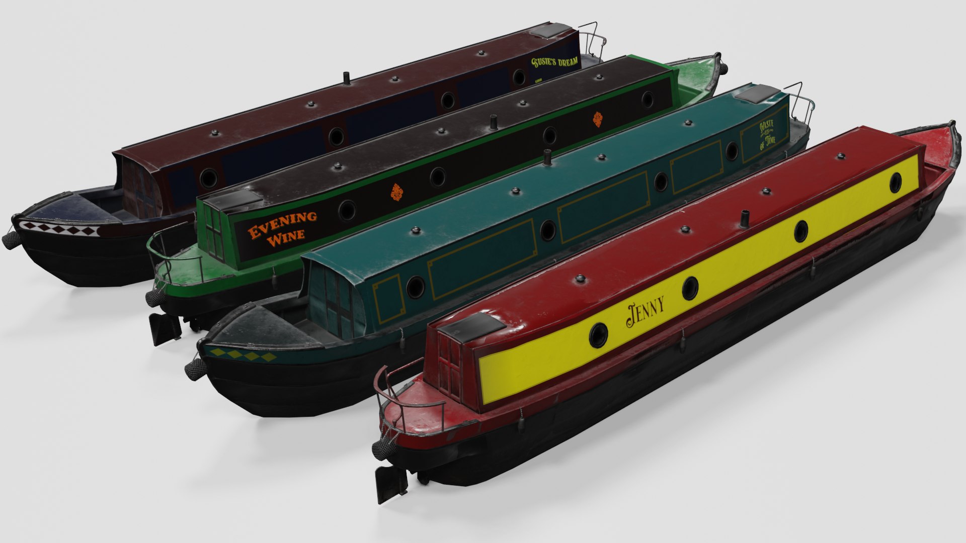 Canal Narrow Boat 3D Model - FormFonts 3D Models & Textures