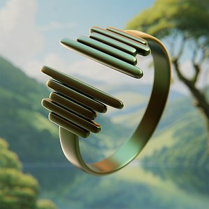 Equalizer Wave Ring Abstract Jewelry Design 51 3D