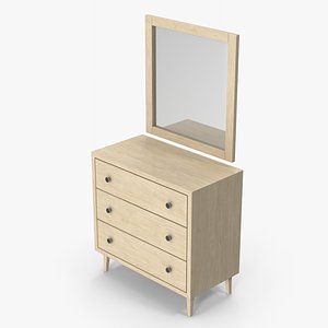 3D Wooden Drawer Dresser With Mirror