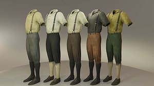 Five Farmer Man Clothes 3D model