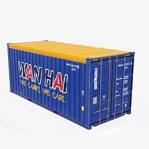 3D model 20feet Wan Hai  Open Top shipping Container