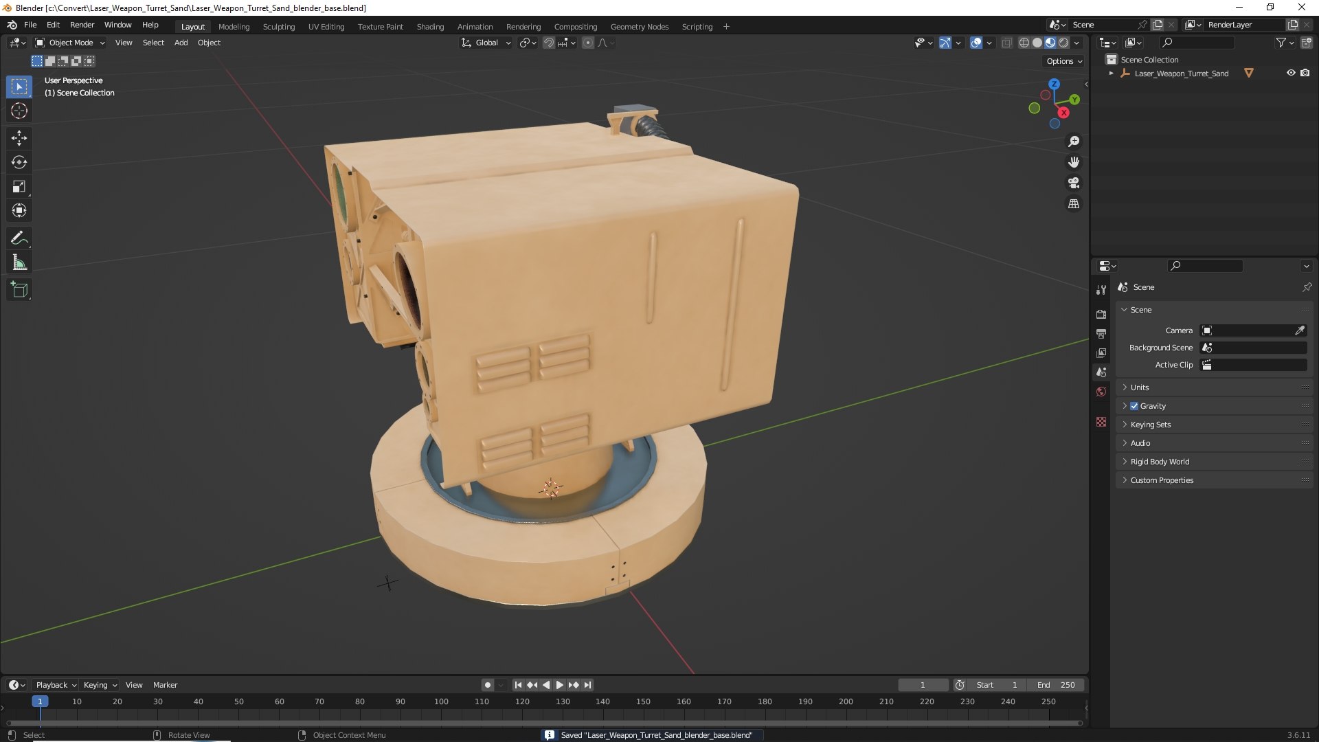 3D model Laser Weapon Turret Sand https://p.turbosquid.com/ts-thumb/kU/Ch3IBp/c7/laser_weapon_turret_sand_1001/jpg/1783982334/1920x1080/fit_q87/4ed6b279b9ce6583b1b0b8e1038cbb30290ffc3d/laser_weapon_turret_sand_1001.jpg