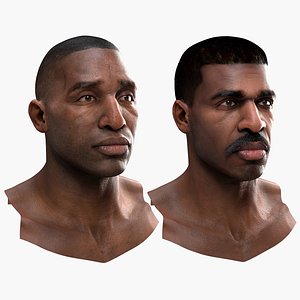 3D human heads black males model