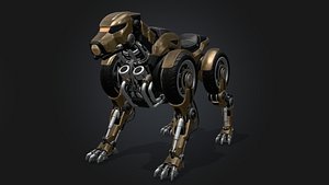 Sci-Fi Cyberpunk Robot Dog - Robotic Panther Hound Mech Vehicle 3D Model