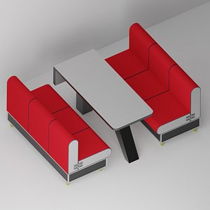 Fast food restaurant sofa and table 3D