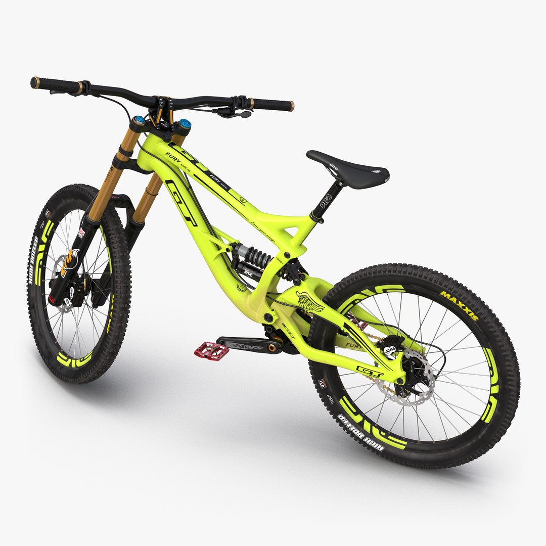 Mountain Bike GT Fury Green Rigged 3D model preview