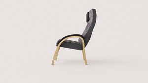 High-Back Upholstered Bentwood Armchair 3D model