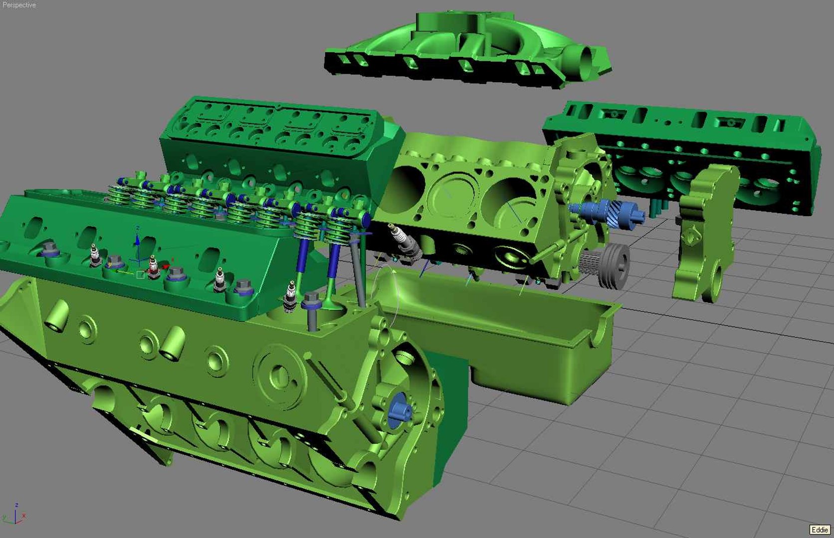 3d V8 Engine Fully Fx