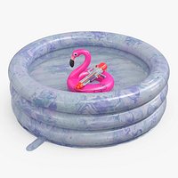 Inflatable Pool with Flamingo Float and Water Blaster Purple