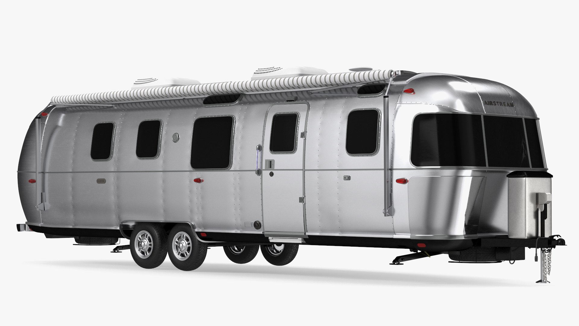 Travel Trailer Airstream Classic 33FB Rigged 3D model preview