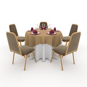 Banquet Table and Chair 08 3D