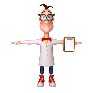 scientist cartoon 3D model