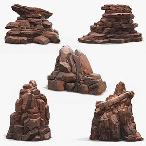 3D rock mossy stone