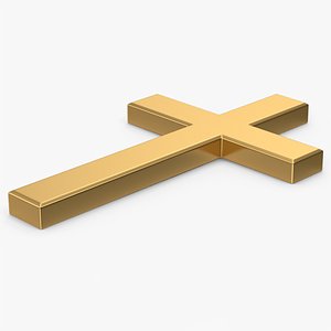 Gold Christian Cross 3D
