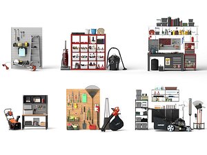 Garage Workshop And Garden Tool 3D Asset Pack model