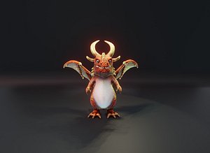 3D Cartoon Copper Dragon Rigged 3D Model model