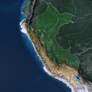 Peru Map - 37K Realistic Satellite Terrain - Elevation