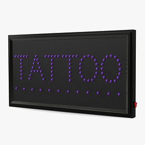 3D model Tattoo Purple LED Neon Light Sign for Business OFF