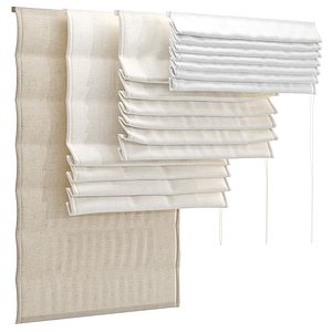 Roman Blinds set 02 3D model