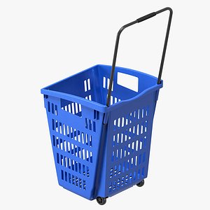 Blue plastic shopping cart model