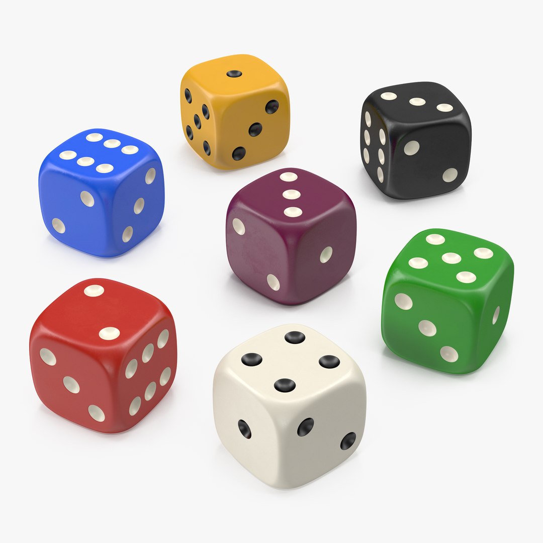 6 Edged Dices 3D Models Set 3D model preview