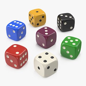 6 Edged Dices 3D Models Set