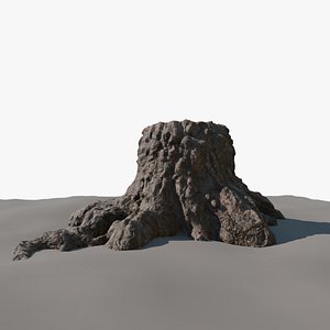 Old Tree Trunk Log with Dead roots 3D model