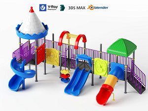 Children Playground Slides Set 3D