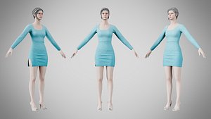 Dress 54 Sky Blue With Design