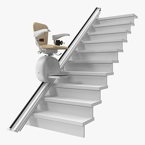 Straight Stairlift Rigged 3D Model