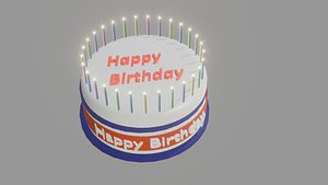 3D happy birthday cake model