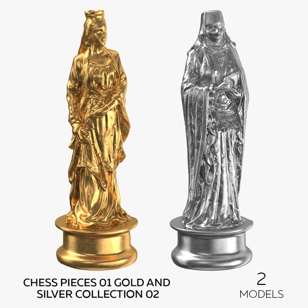 Chess Pieces 01 Gold and Silver Collection 02 - 2 models 3D model