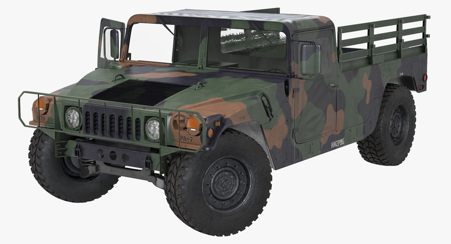 Cargo Troop Carrier Car HMMWV m1038 Rigged Camo 3D Model 3D model preview