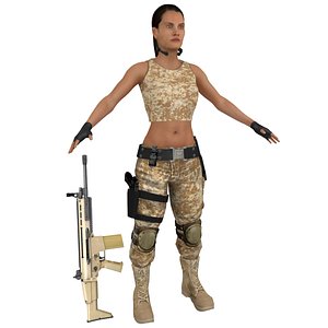 female mercenary 3D model
