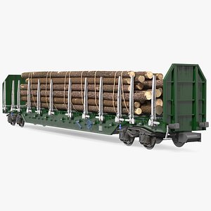3D stake wagon loaded logs