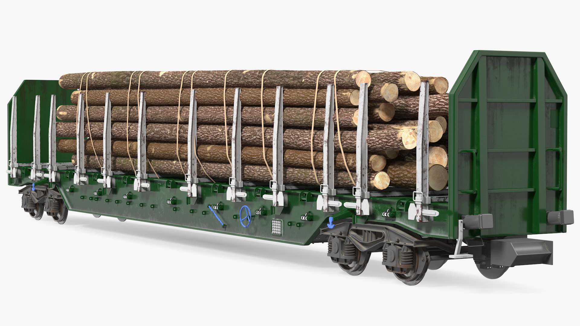 Stake Wagon Loaded with Logs 3D model preview