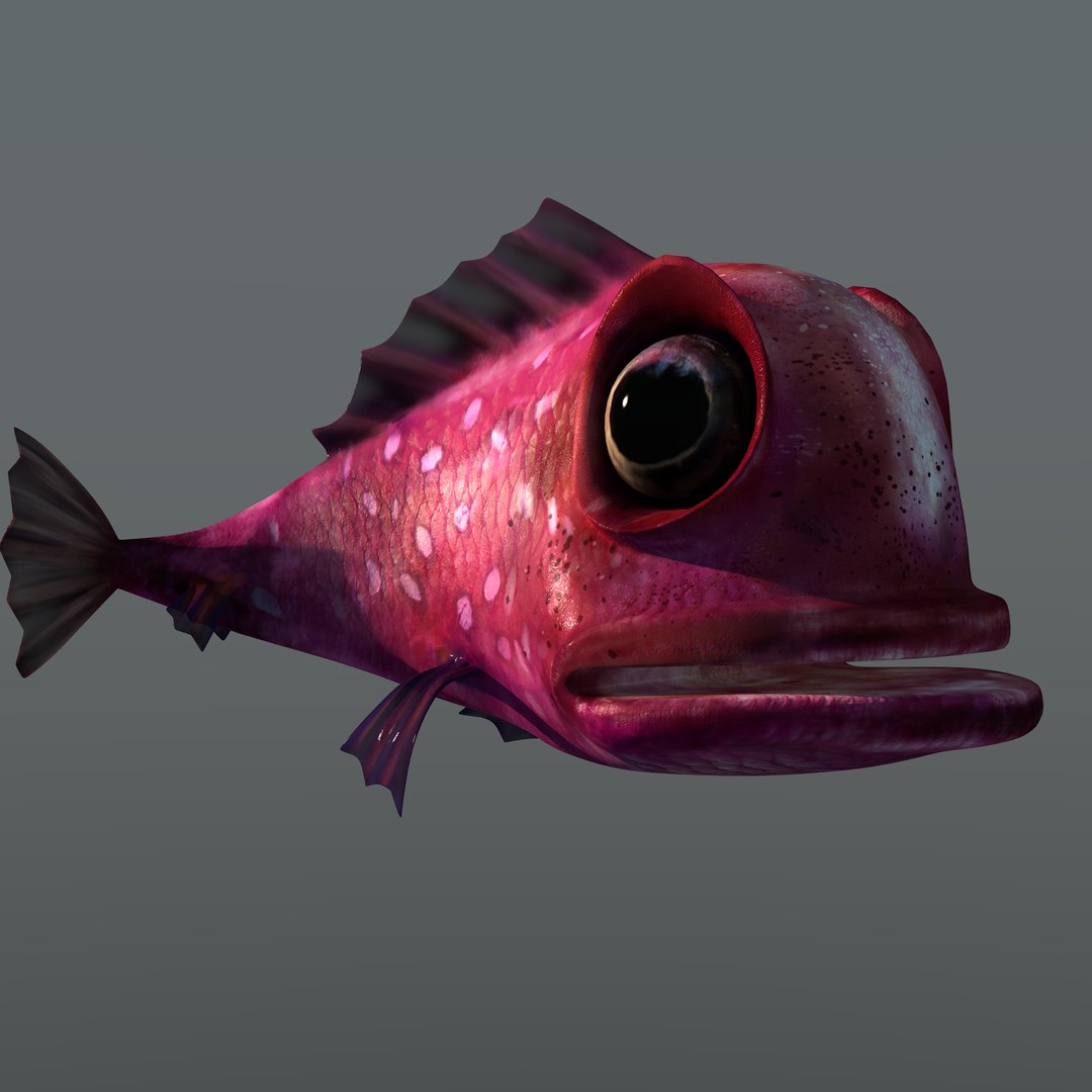 3d model of pink fish