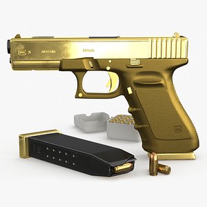 Gold Glock 21 3D model