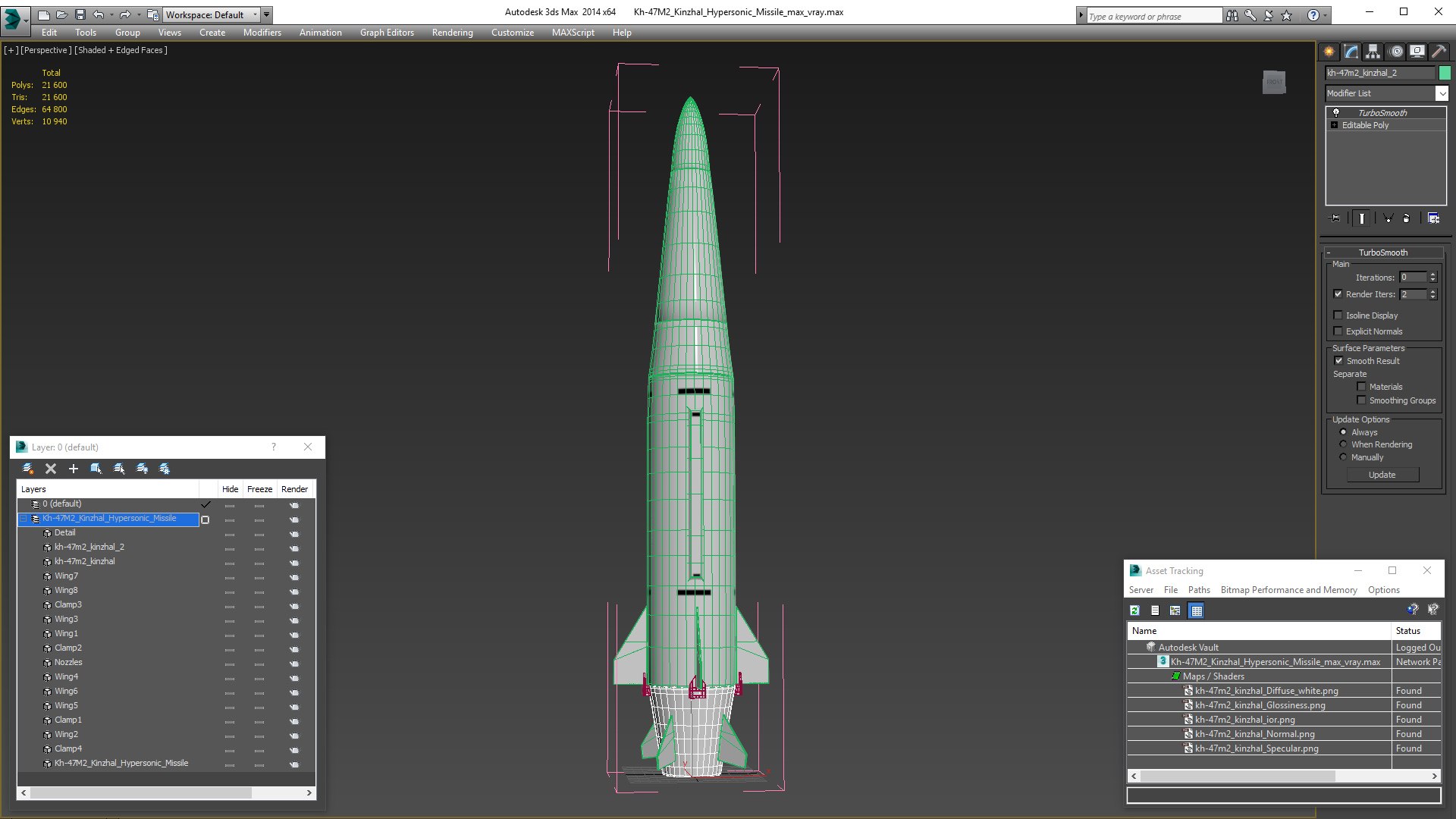 3D Kh-47M2 Kinzhal Hypersonic Missile - TurboSquid 1916282